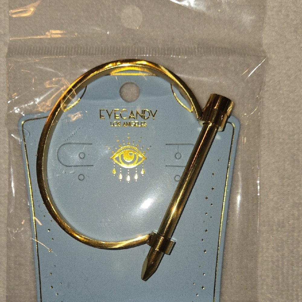 Eye Candy Los Angeles Gold T-Bar Spike Cuff Bracelet — NIP - New